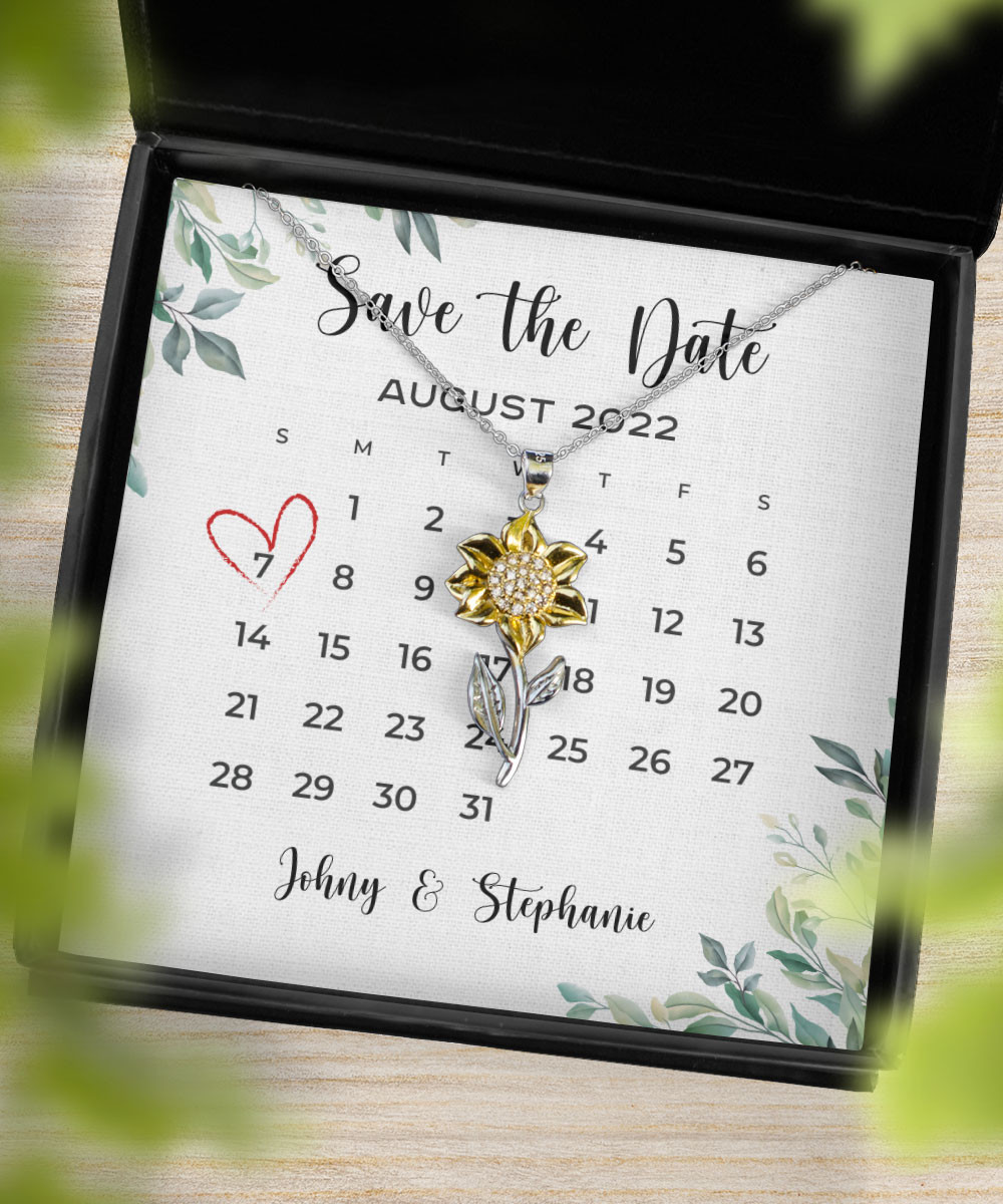 Necklaces For Her Anniversary Gift Save The Date Custom Sunflower Pendant Necklace