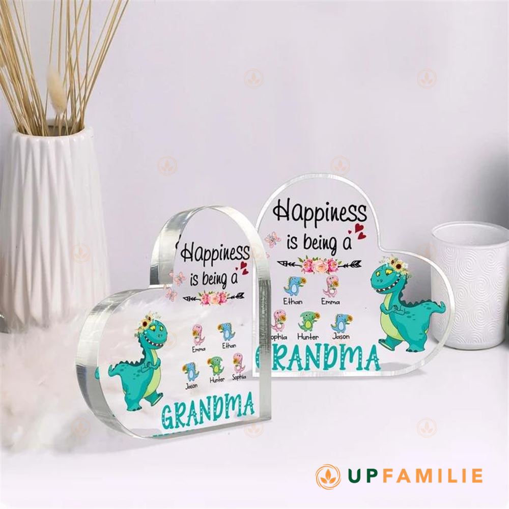 Acrylic Plaque Happiness Is Being A Grandma Custom Heart Acrylic Plaques