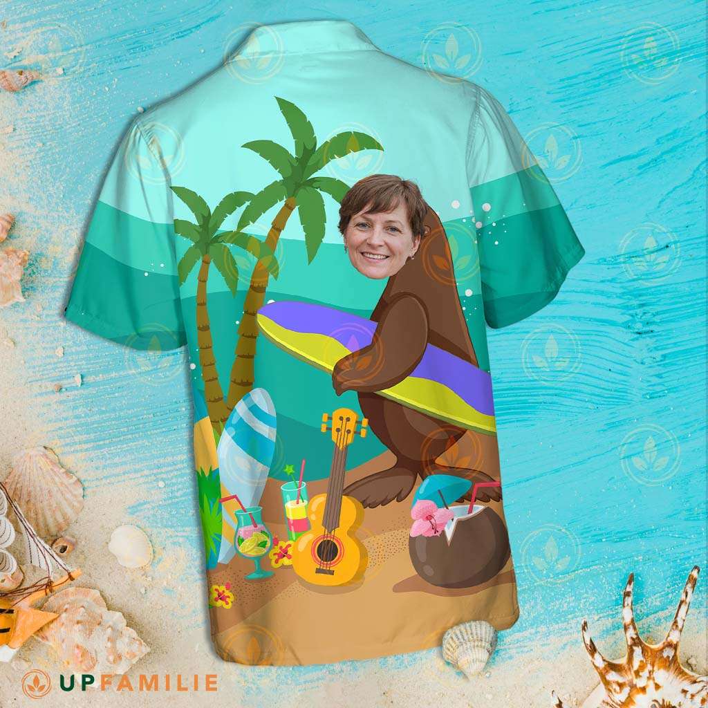 Custom Face Hawaiian Shirts Sea Lion Surfing Hawaiian Shirts For Women