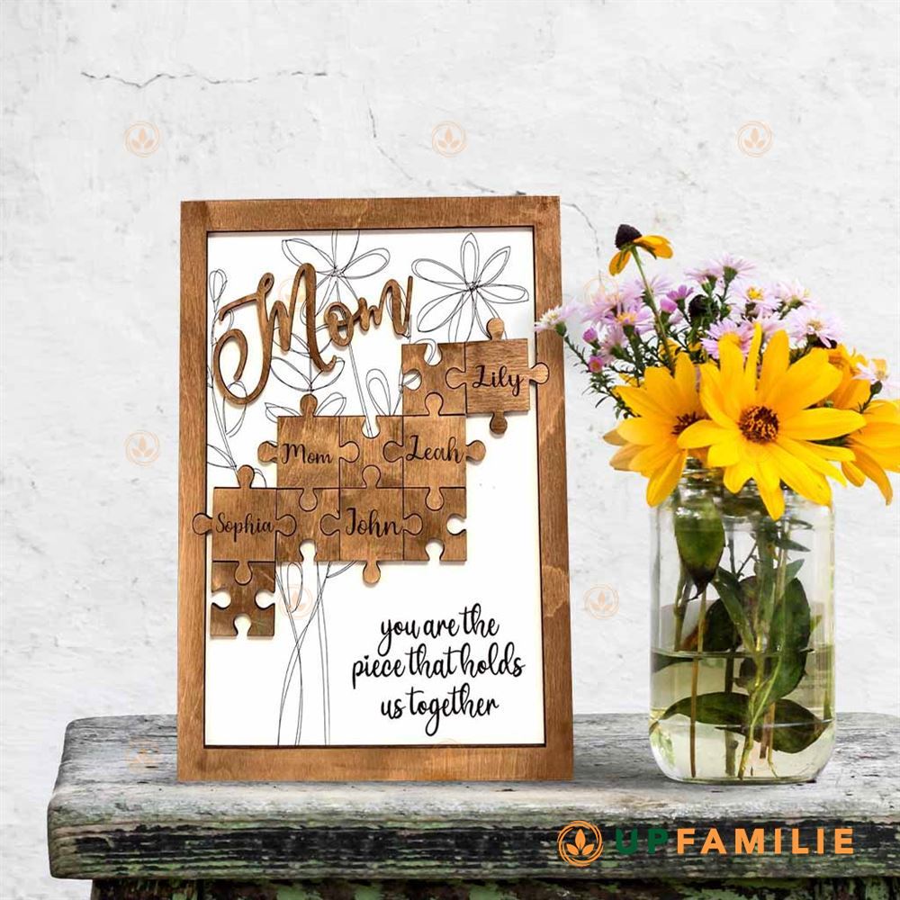 Mom Puzzle Sign Flower Mom Personalized Puzzle Sign