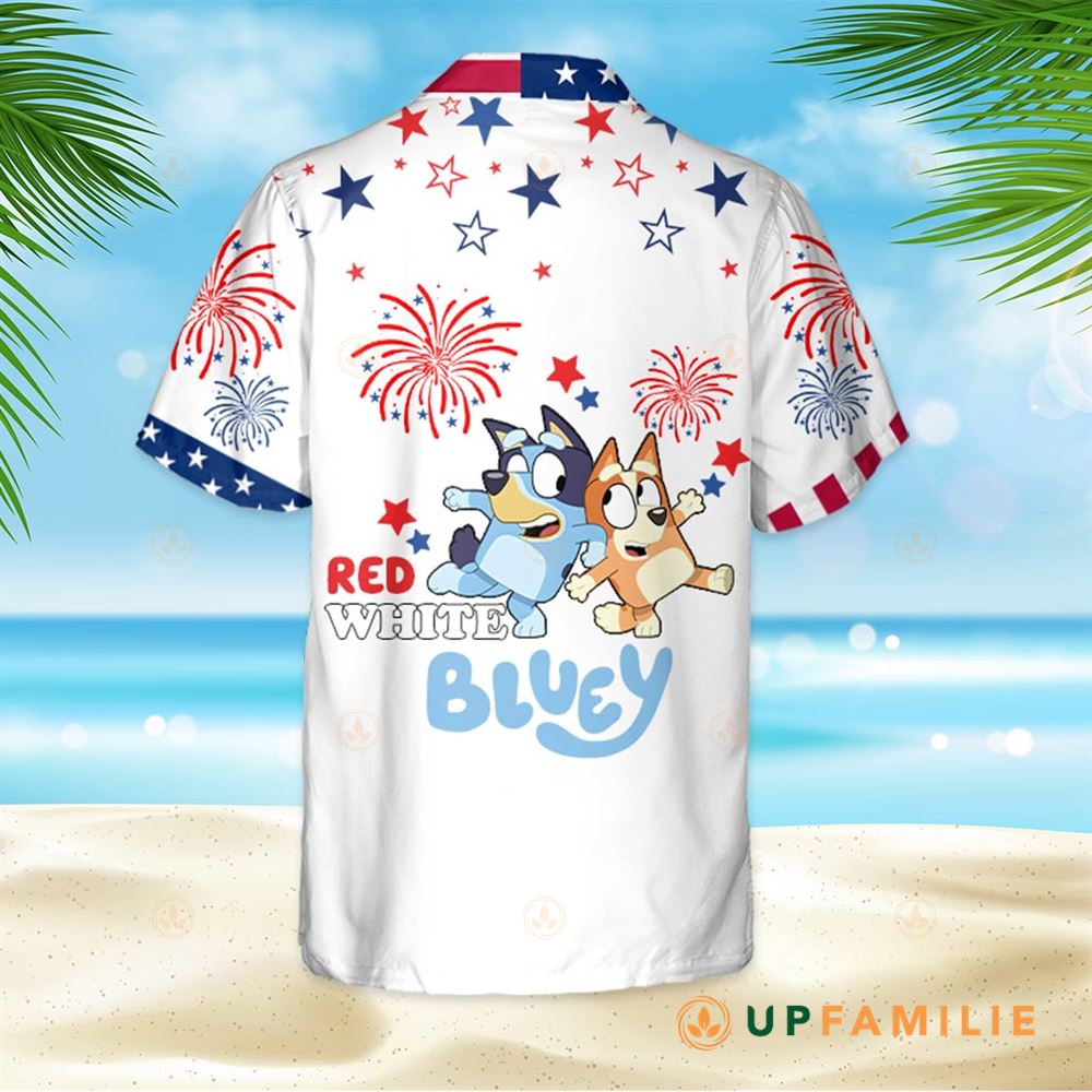 Bluey Hawaiian Shirt Independence Day Red White Bluey Hawaiian Shirt