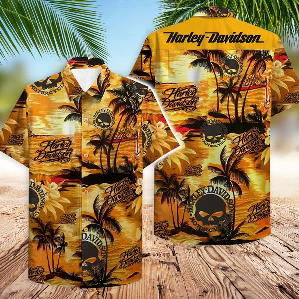 Harley Davidson Hawaiian Shirt Sunset And Trees Hawaiian Shirt