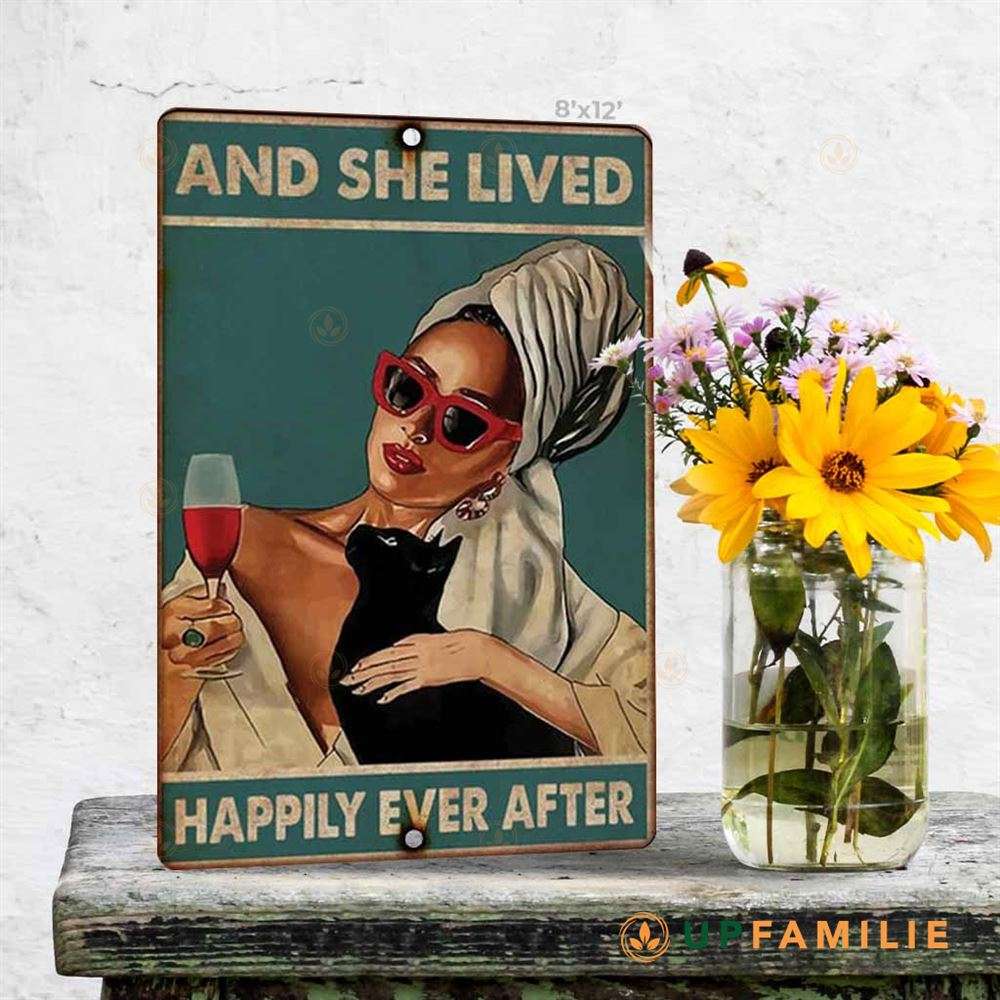Vintage Metal Signs Lady Cat Lover And She Lived Happily Ever After