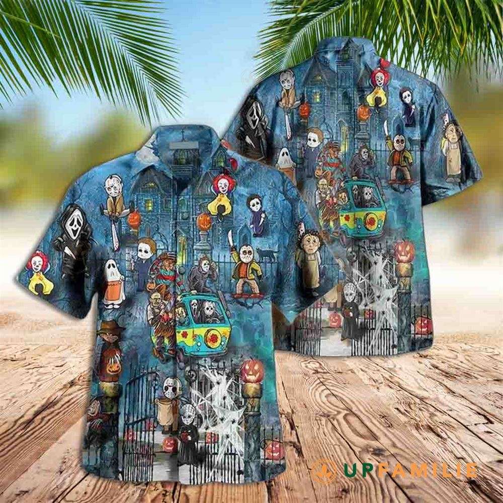 Horror Hawaiian Shirt Horror Cartoon Characters And Pumpkin Best Hawaiian Shirts