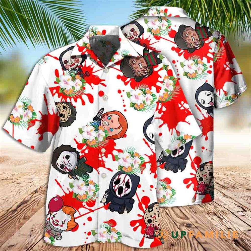 Horror Hawaiian Shirt Horror Cartoon Characters Hibiscus Tropical Shirt