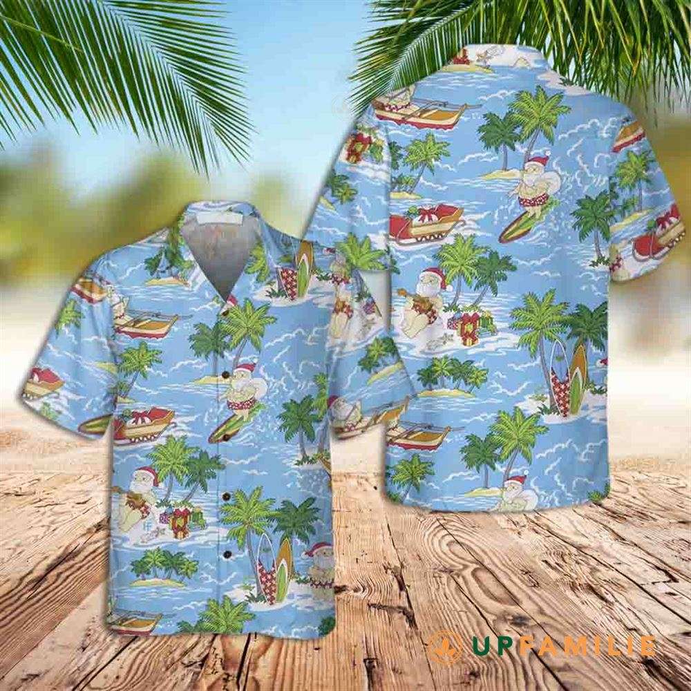 Hawaiian Shirt Santa Sailing Tropical Christmas Tropical Shirt