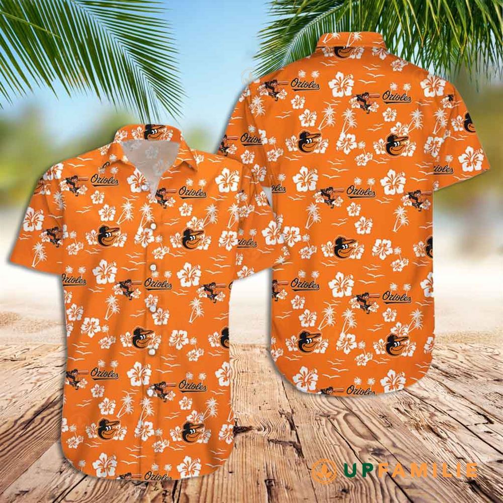 Baltimore Orioles Orange Hawaiian Shirt