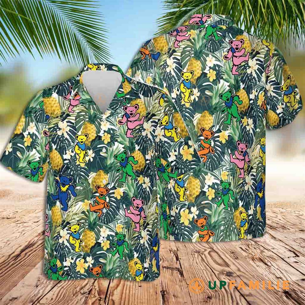 Hawaiian Shirt Grateful Dead Dancing Bears Colors Tropical Shirt