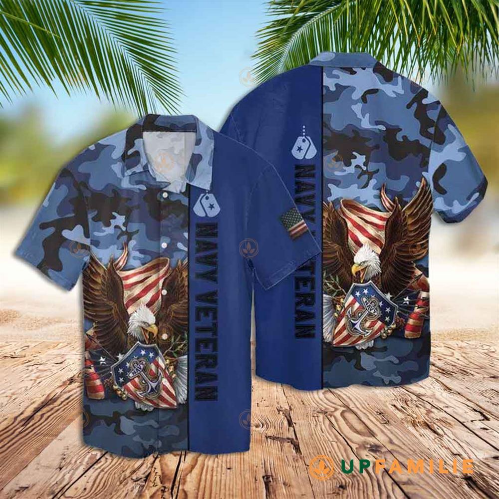 Old Navy Hawaiian Shirt Navy Veteran Blue Eagle Patriot Best Hawaiian Shirts