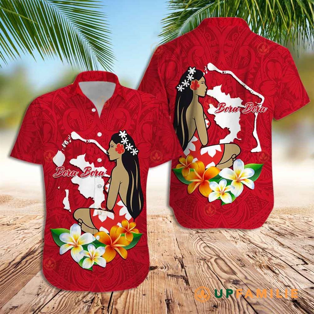 Tahiti Bora Bora Hawaiian Shirt Tahitian Girl Tropical Shirt