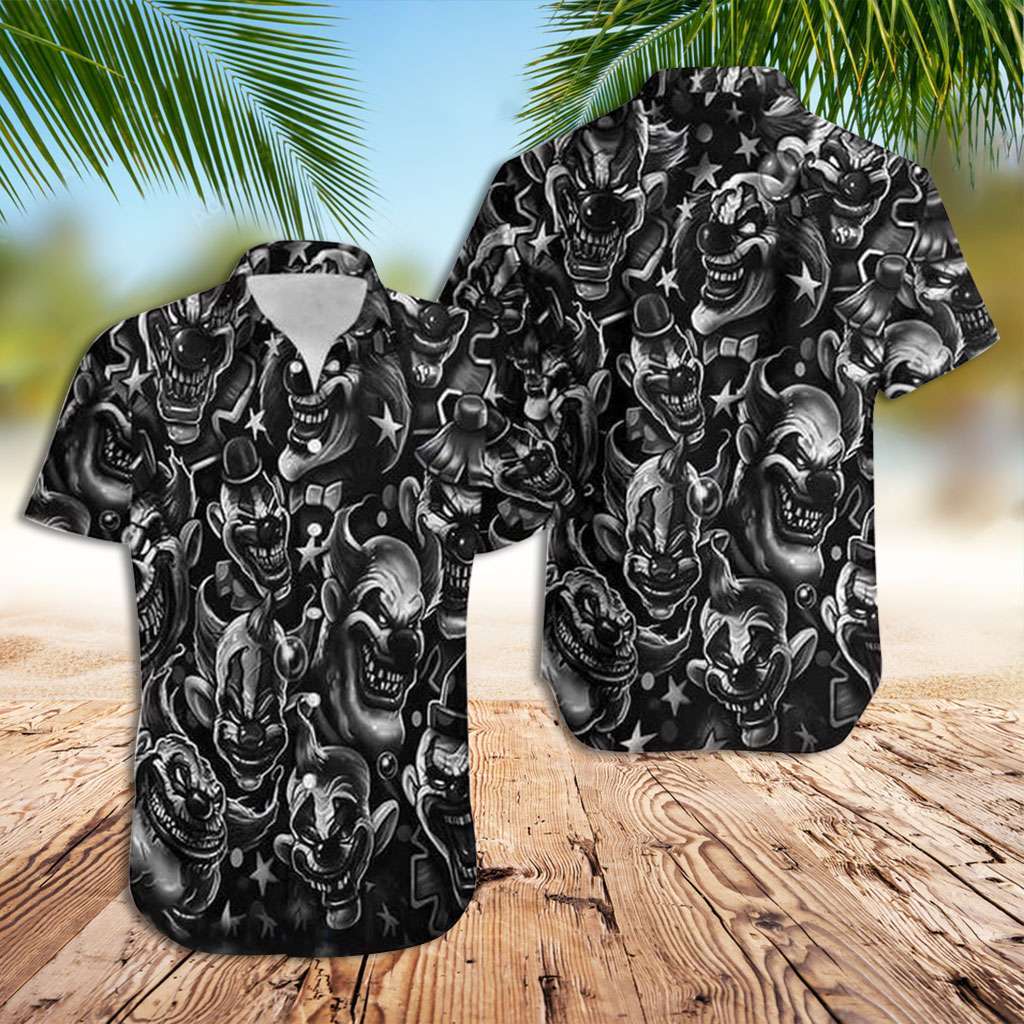 Black And White Hawaiian Shirt Devil Clown Hawaiian Shirt