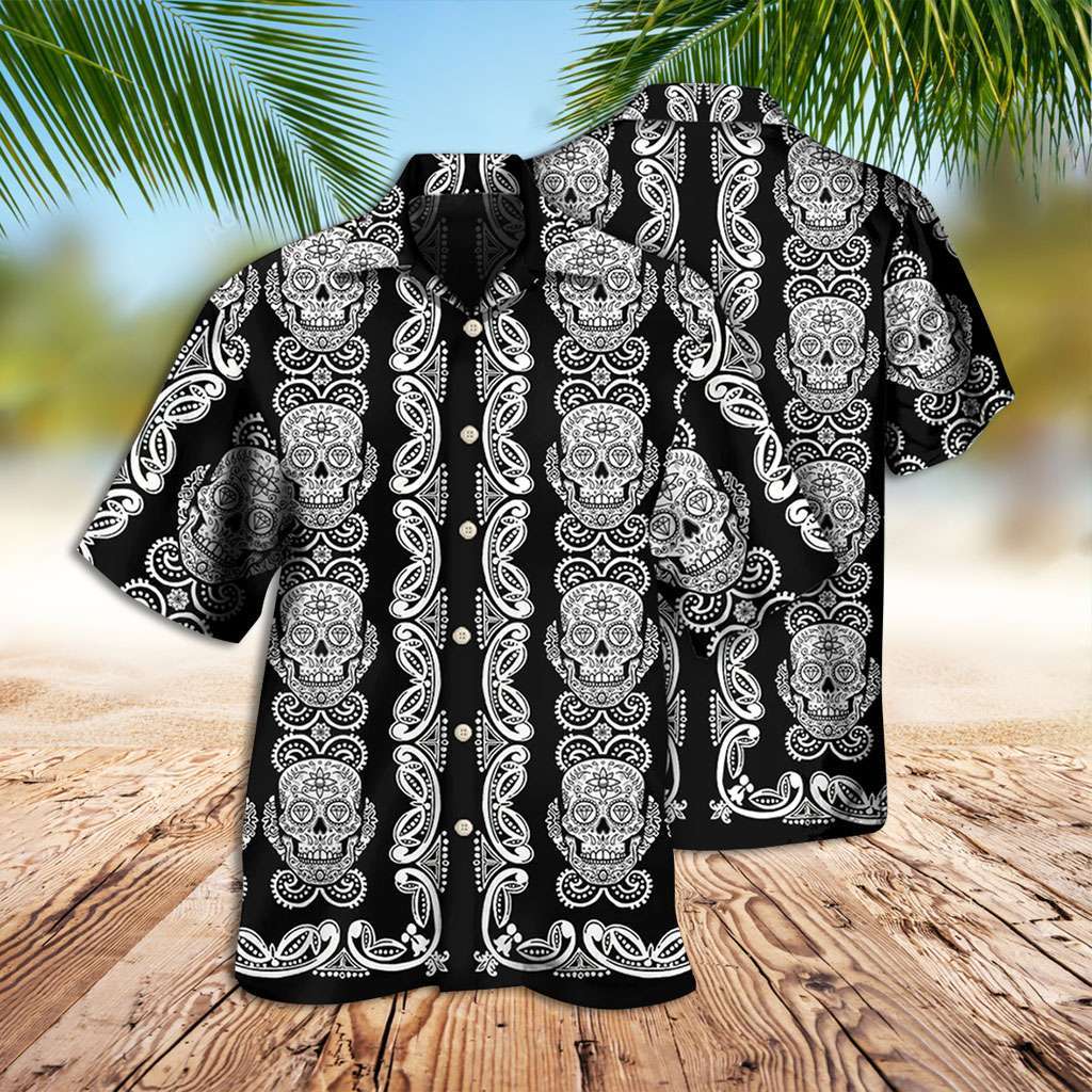 Black And White Hawaiian Shirt Skull Diamond Hawaiian Shirt