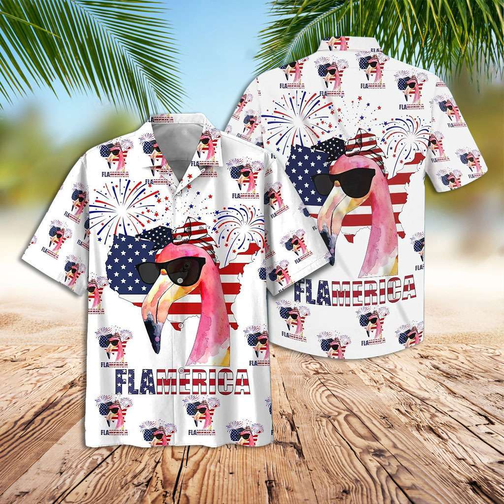 Flamingo Hawaiian Shirt America Flag Flamingo Hawaiian Shirt