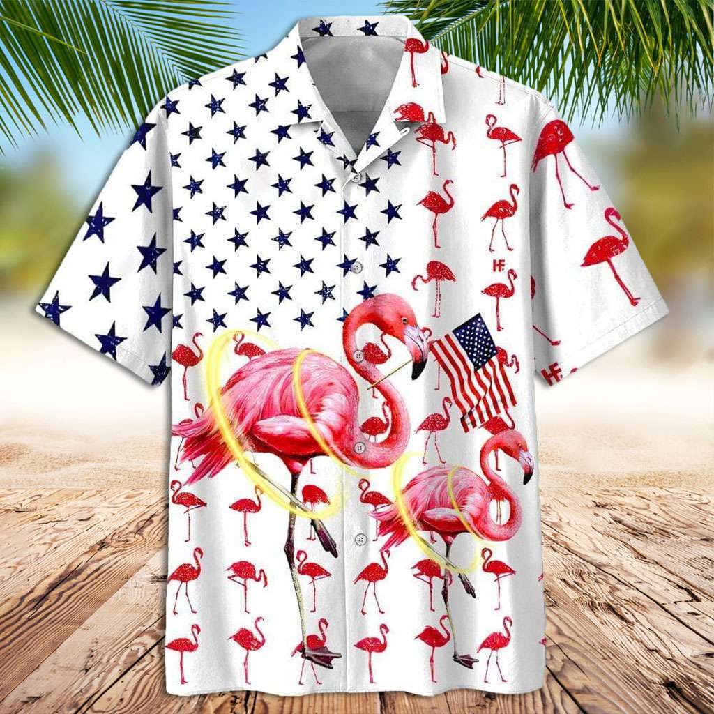 Flamingo Hawaiian Shirt American Flag Flamingo Hawaiian Shirt