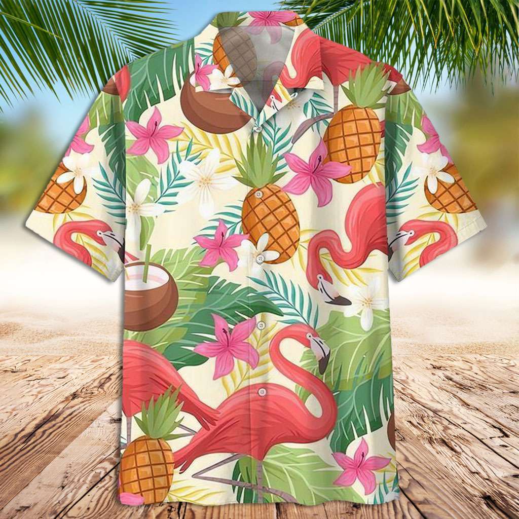 Flamingo Hawaiian Shirt Flamingo And Fruit Hawaiian Shirt