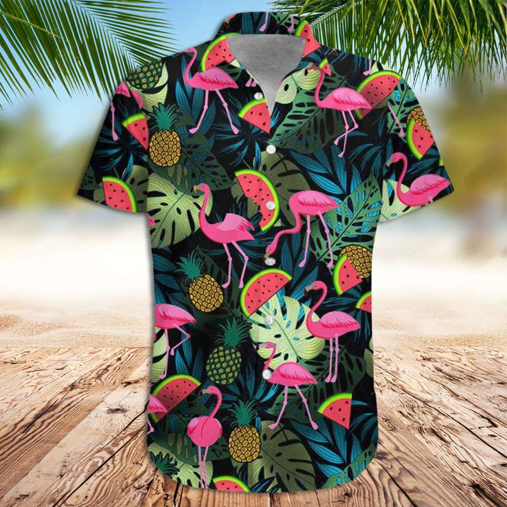 Flamingo Hawaiian Shirt Flamingo And Tropical Fruit Hawaiian Shirt