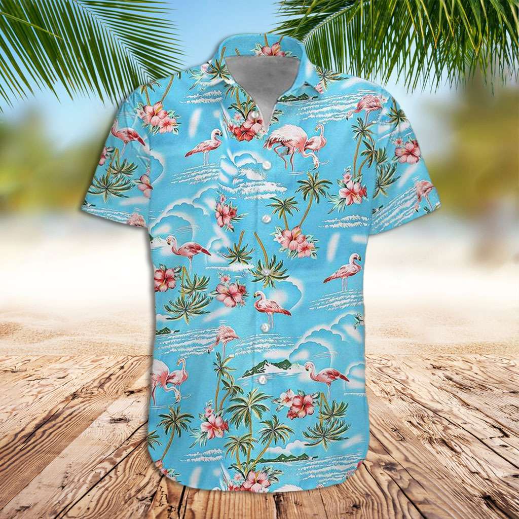 Flamingo Hawaiian Shirt Flamingo Beach Retro Hawaiian Shirt