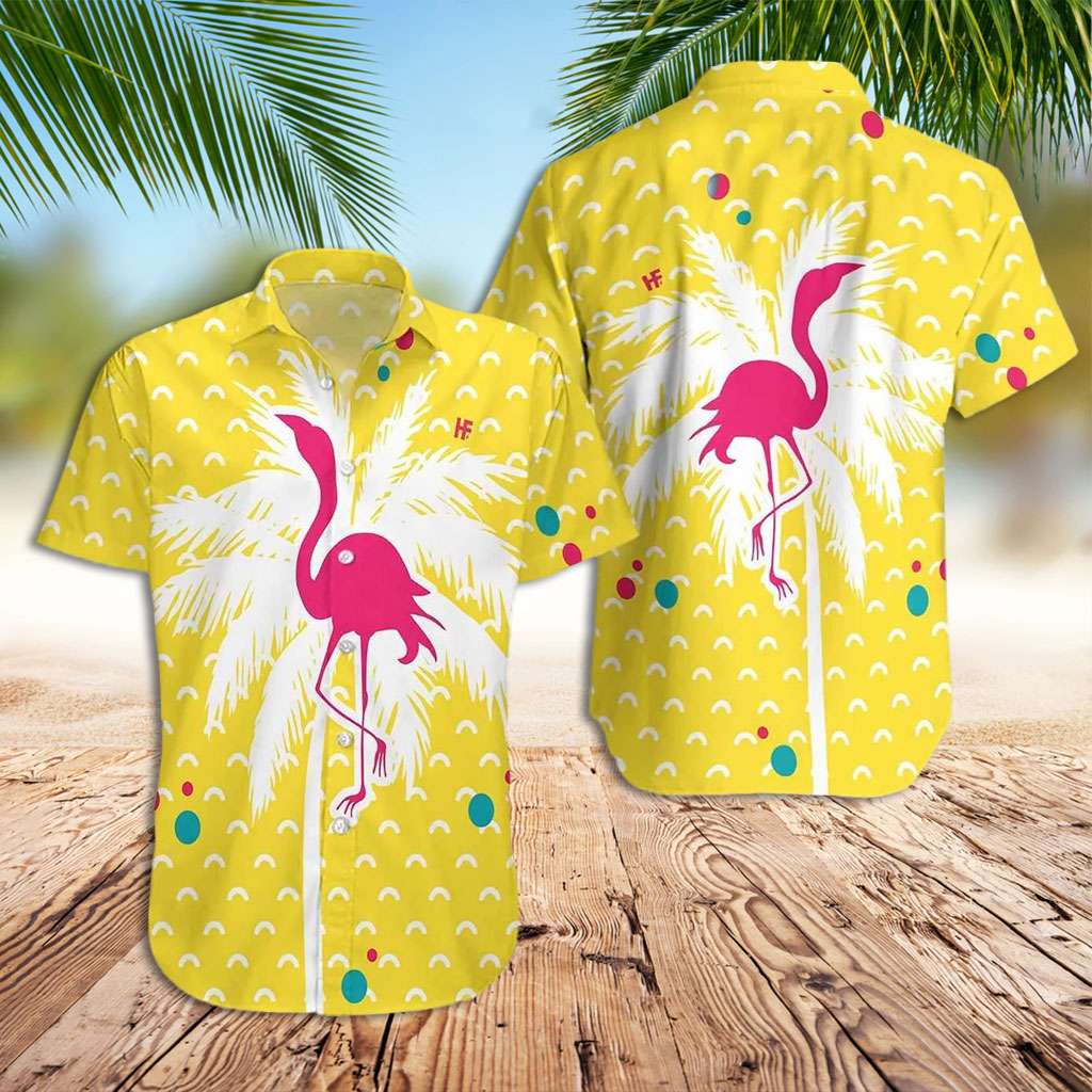 Flamingo Hawaiian Shirt Flamingo Yellow Hawaiian Shirt