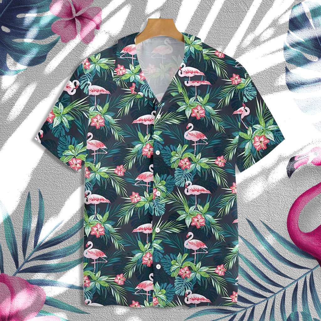 Flamingo Hawaiian Shirt Leaves And Flower Hawaiian Shirt