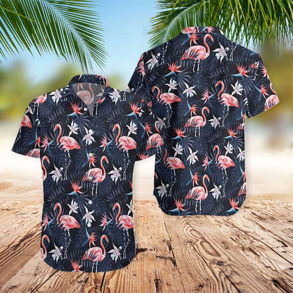 Flamingo Hawaiian Shirt Leaves Flamingo Hawaiian Shirt