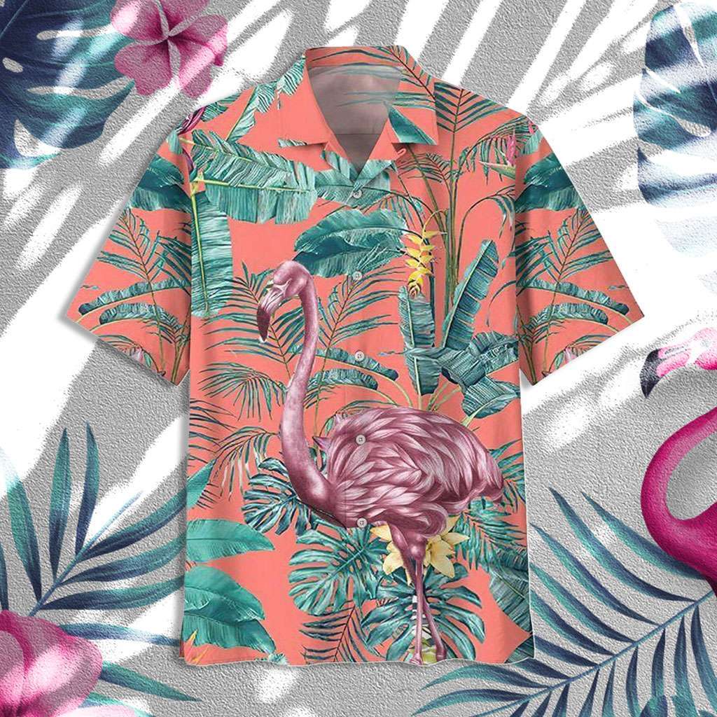 Flamingo Hawaiian Shirt Retro Palm Leaves Flamingo Hawaiian Shirt