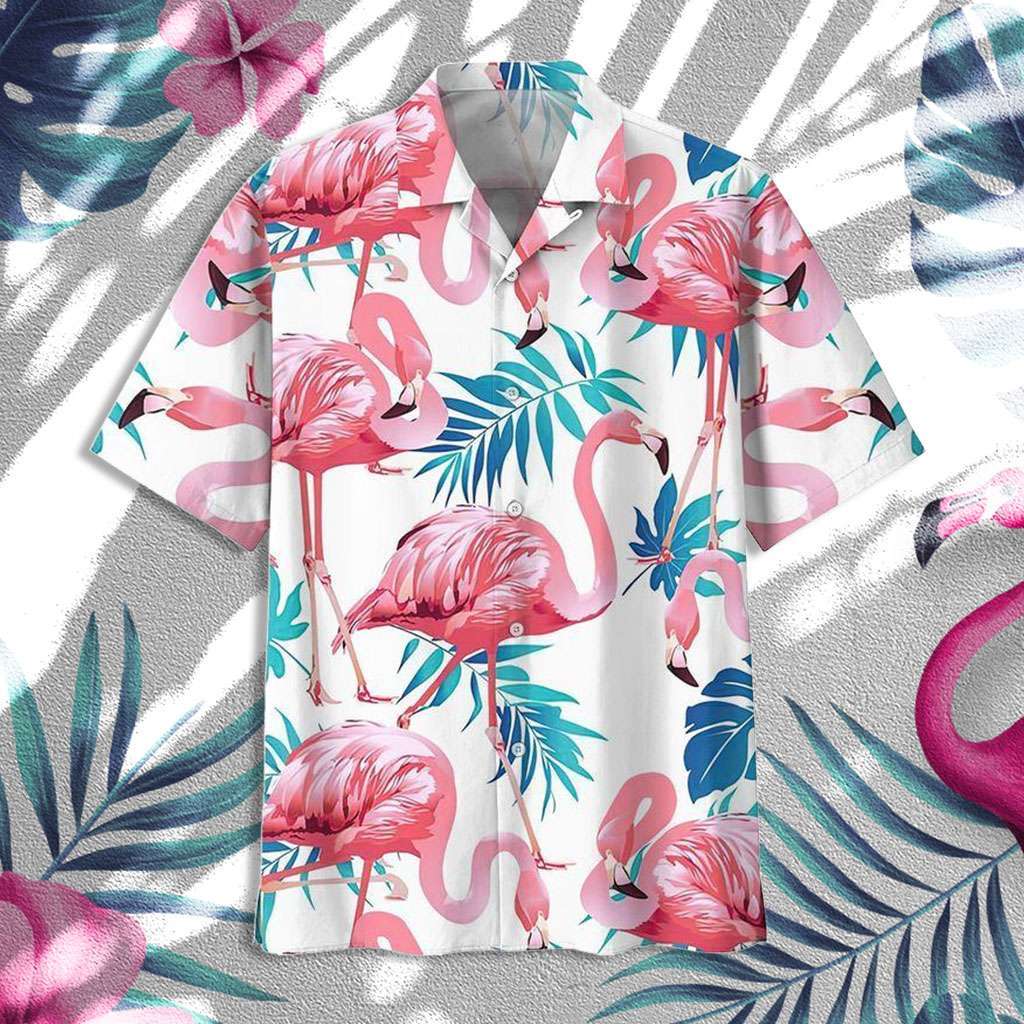 Flamingo Hawaiian Shirt Tropical Leaves Flamingo Hawaiian Shirt