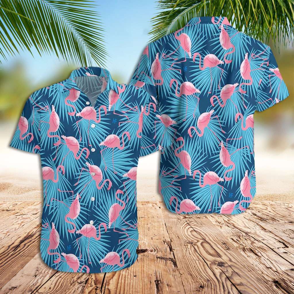 Flamingo Hawaiian Shirt Tropical Leaves Hawaiian Shirt