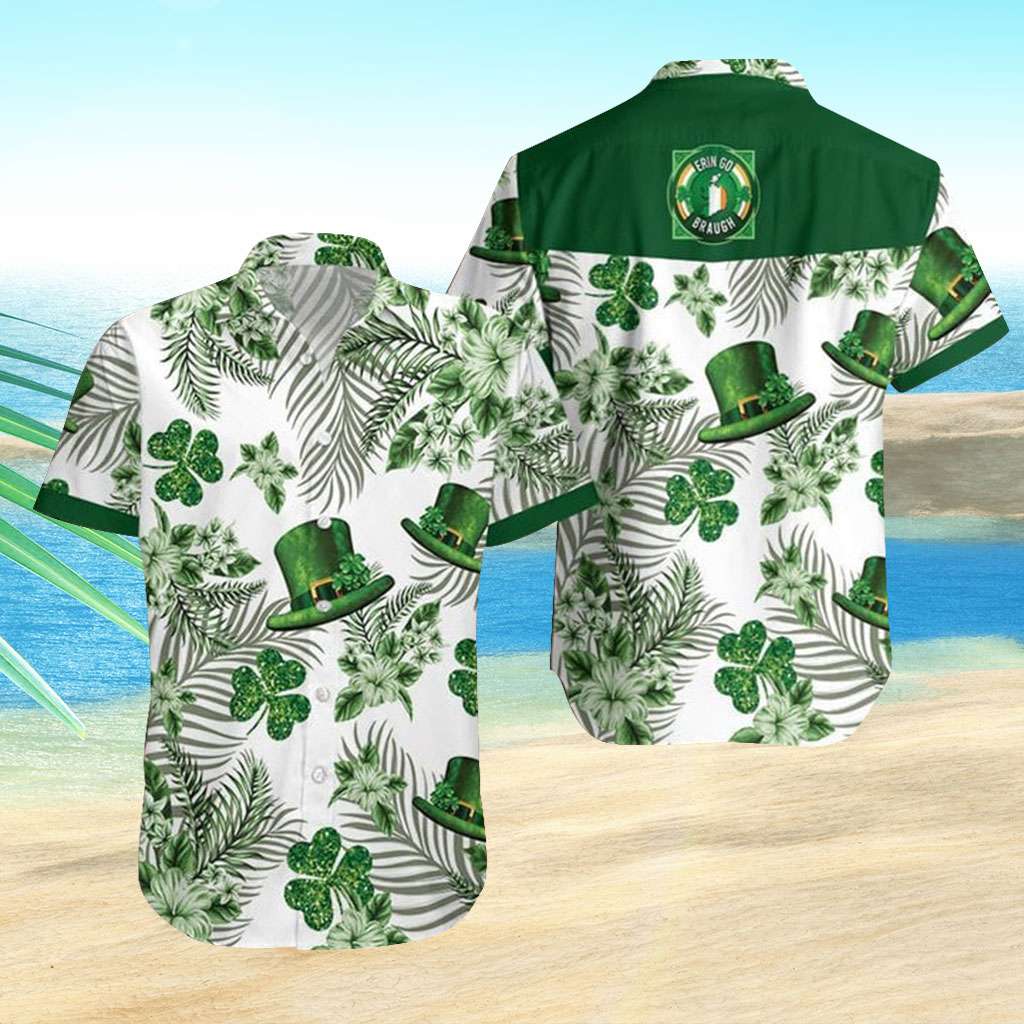 Green Hawaiian Shirt Irish St. Patrick’s Day Green Hat And Shamrock Hawaiian Shirt
