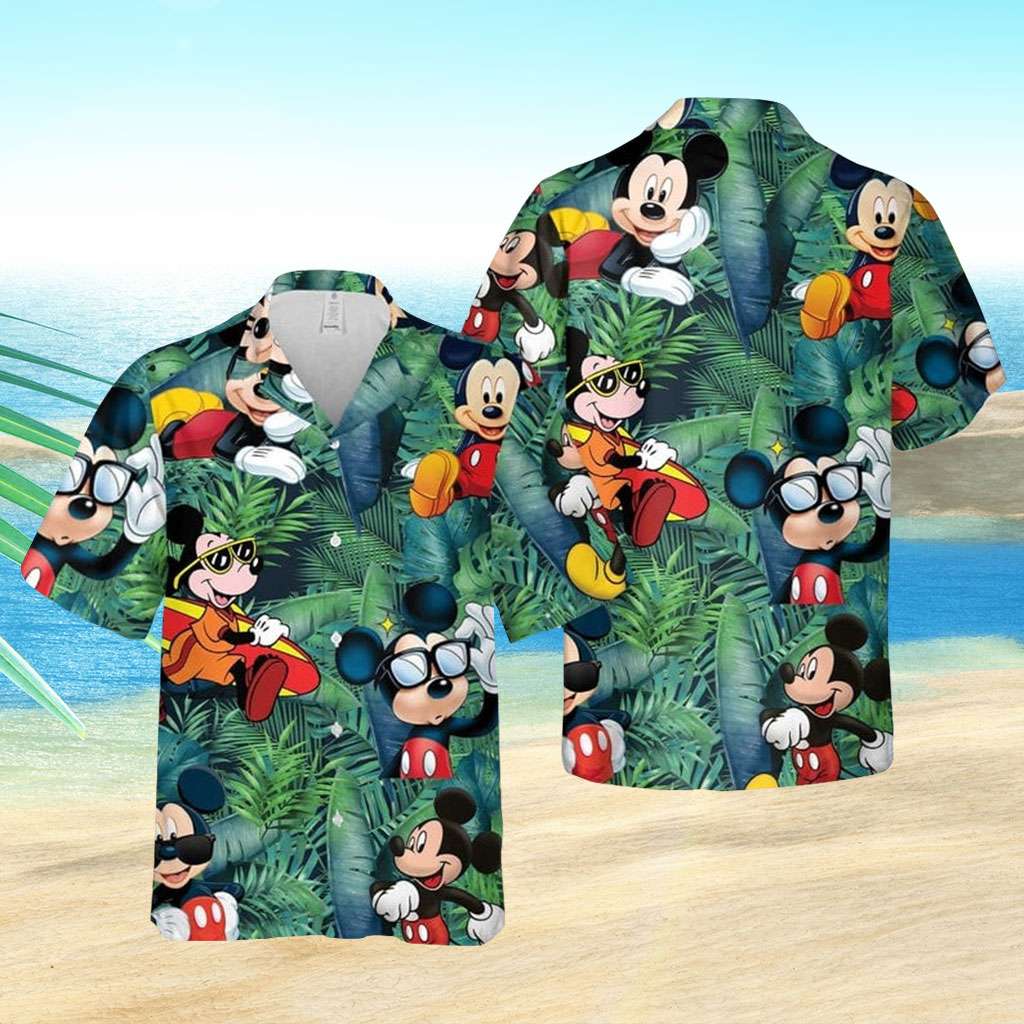 Green Hawaiian Shirt Mickey Mouse Vacation Hawaiian Shirt
