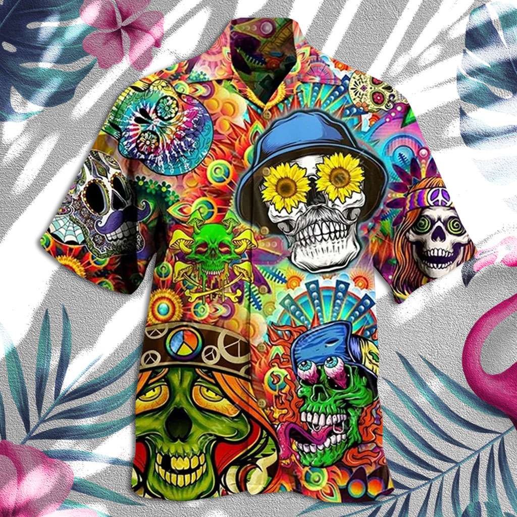 Skull Hawaiian Shirt Hippie Skull Hawaiian Shirt