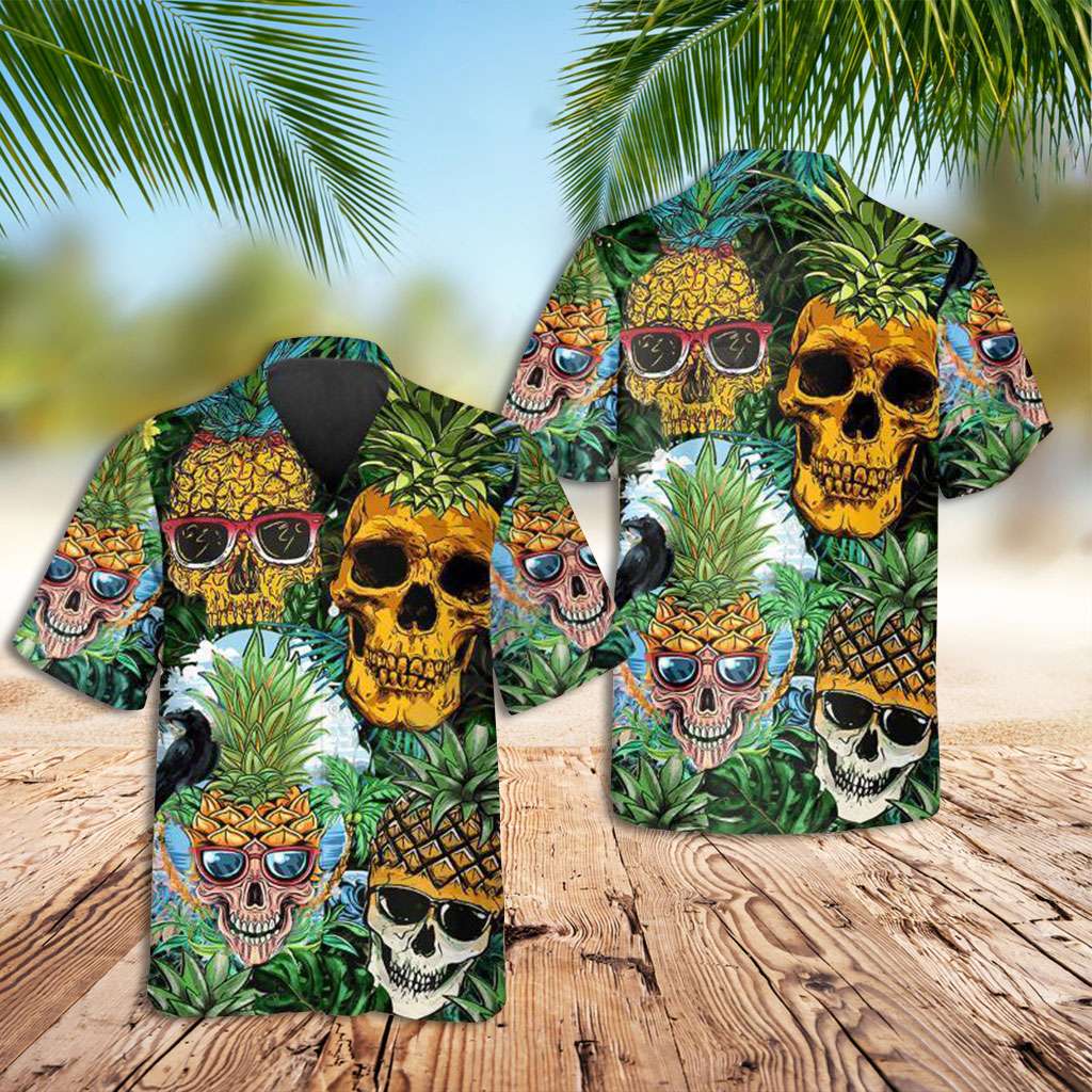 Skull Hawaiian Shirt Pineapple Funny Skull Hawaiian Shirt