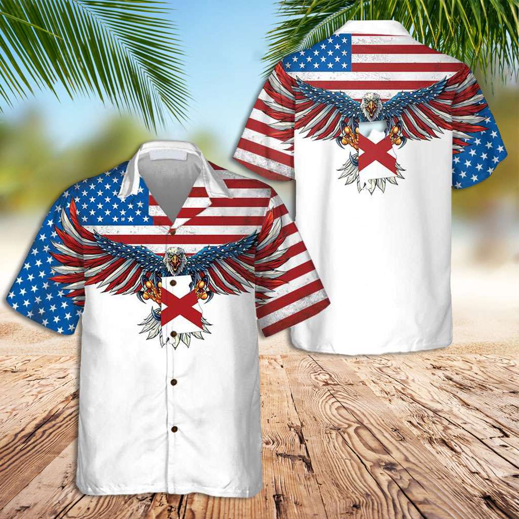 Alabama Hawaiian Shirt Alabama State And American Eagle