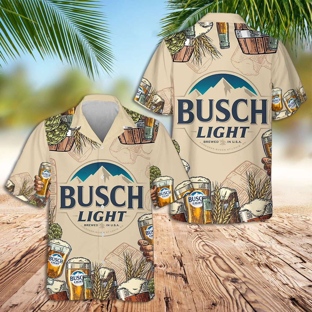 Busch Light Hawaiian Shirt Busch Light Beige Hawaiian Shirt