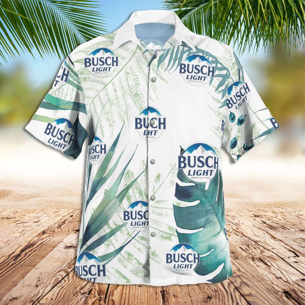 Busch Light Hawaiian Shirt Busch Light Palm Leaves Hawaiian Shirt