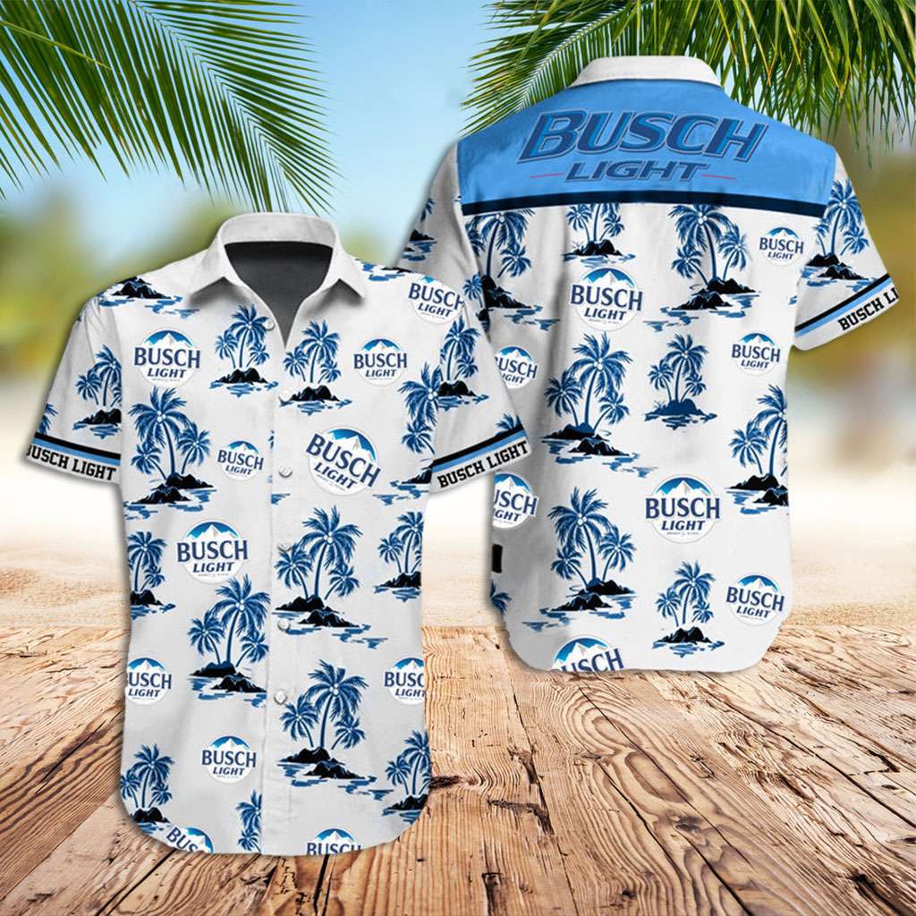Busch Light Hawaiian Shirt Tropical Trees Busch Light Hawaiian Shirt