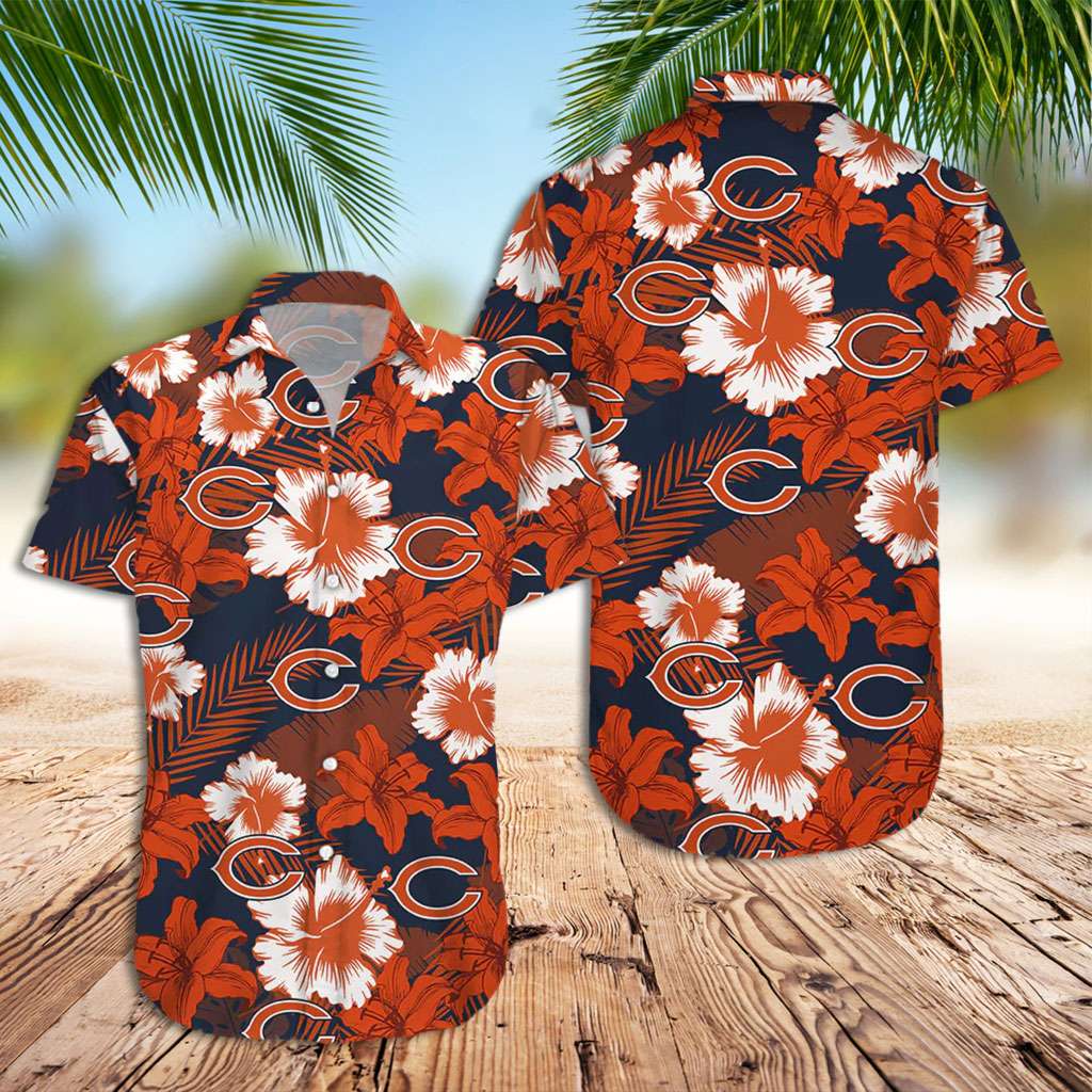 Chicago Bears Hawaiian Shirt Colorful Floral Hawaiian Shirt