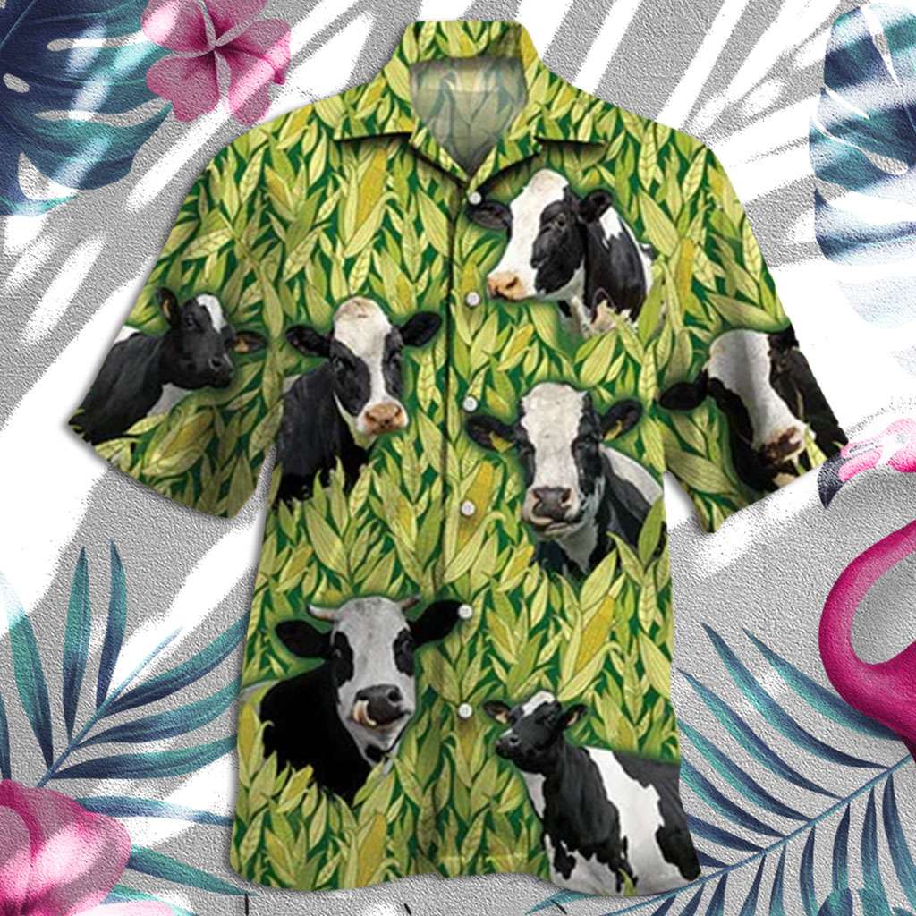 Cow Hawaiian Shirt Holstein Friesian Cattle Lovers Corn Hawaiian Shirt