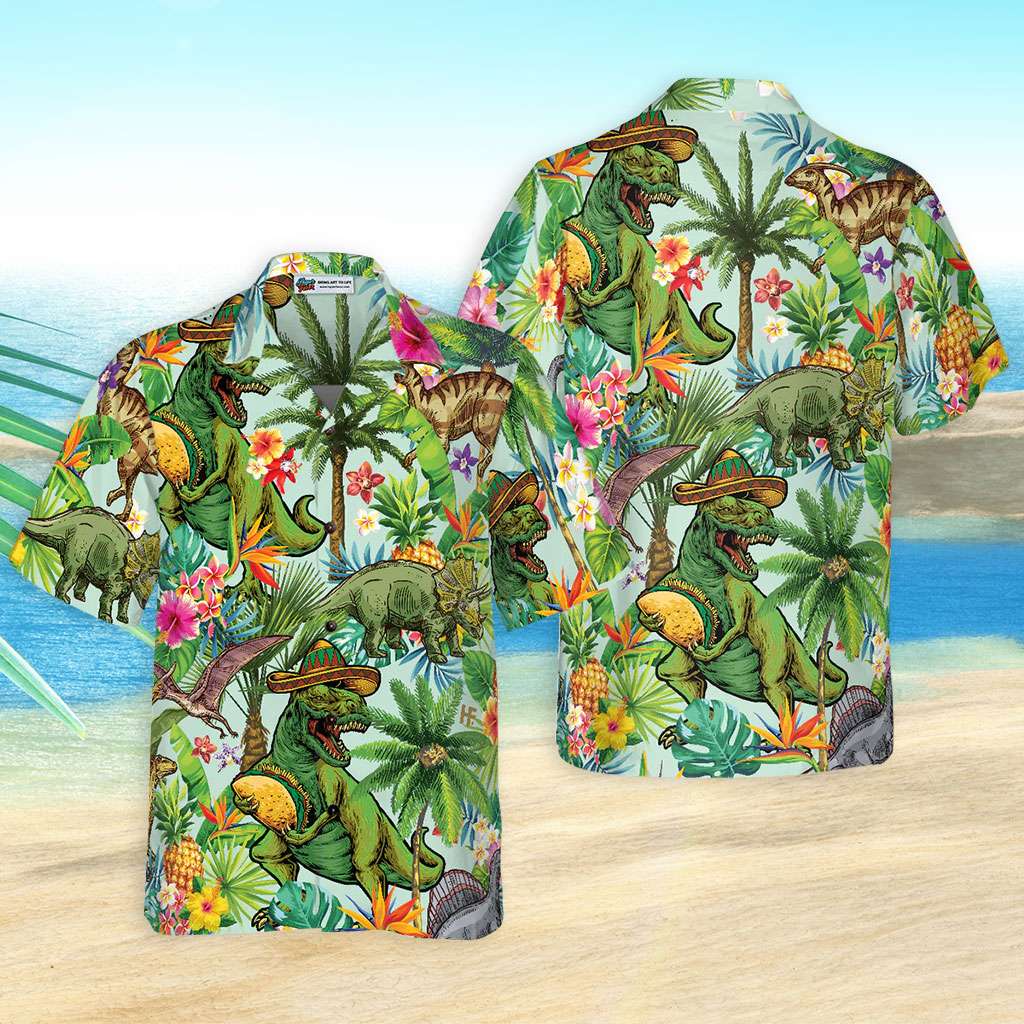 Dinosaur Hawaiian Shirt Tropical Dinosaur Hawaiian Shirt