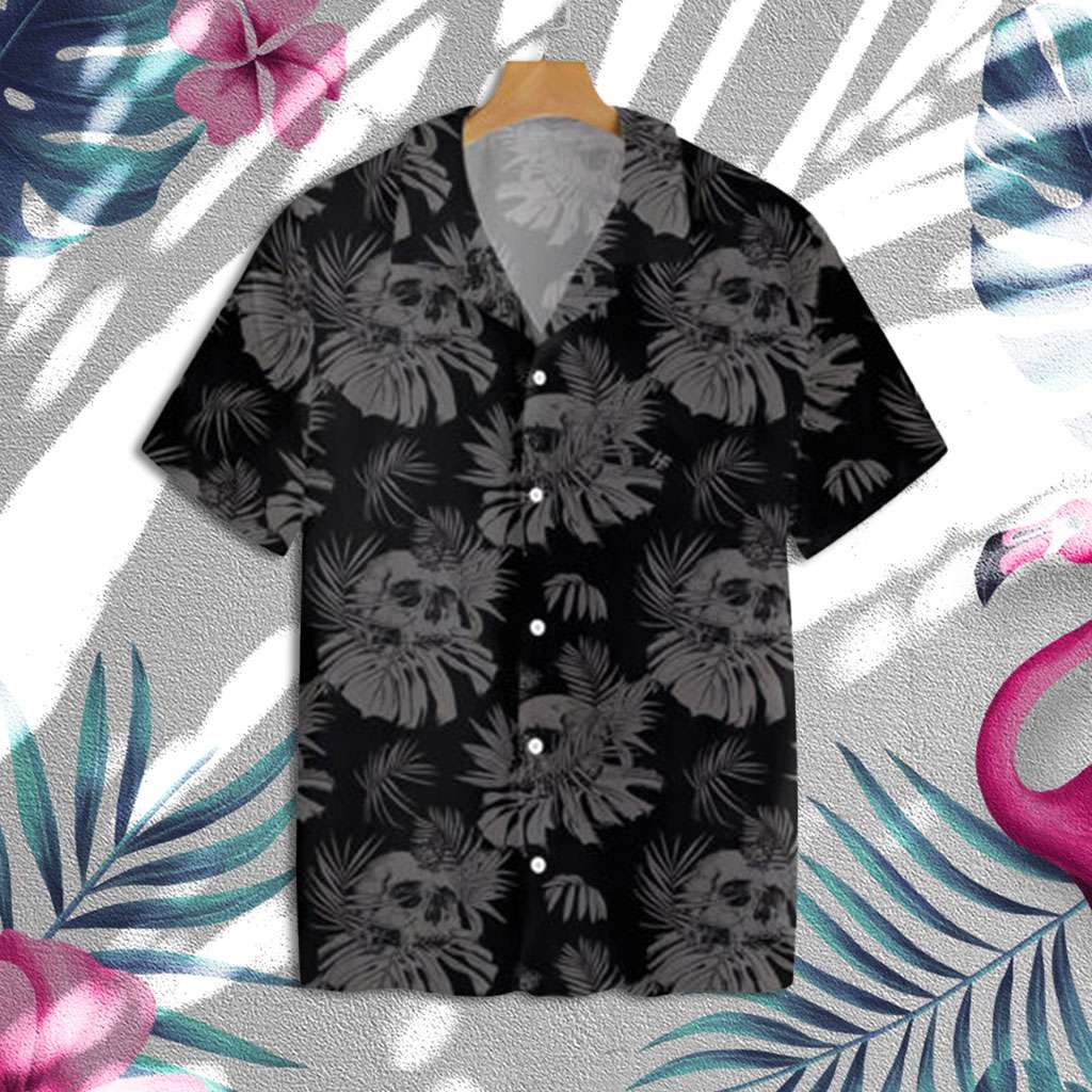 Goth Hawaiian Shirt Black Butterfly Skeleton Hawaiian Shirt