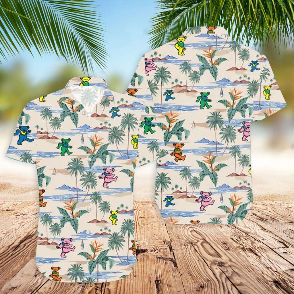 Grateful Dead Hawaiian Shirt Bears Palm Tree Hawaiian Shirt