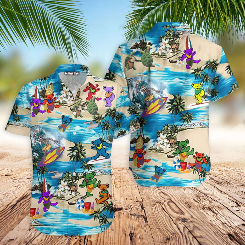 Grateful Dead Hawaiian Shirt Dancing Bears Color Hawaiian Shirt