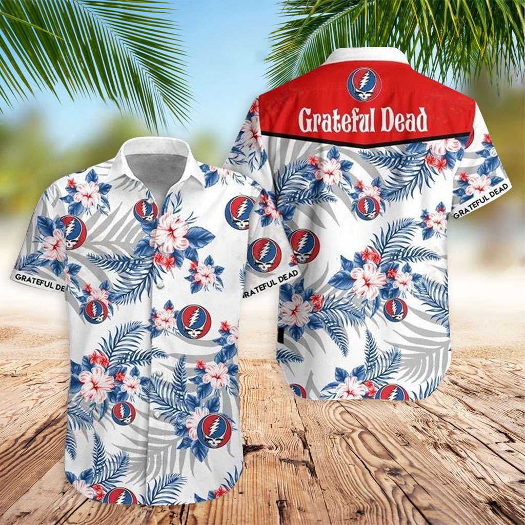 Grateful Dead Hawaiian Shirt Tropical Floral Hawaiian Shirt