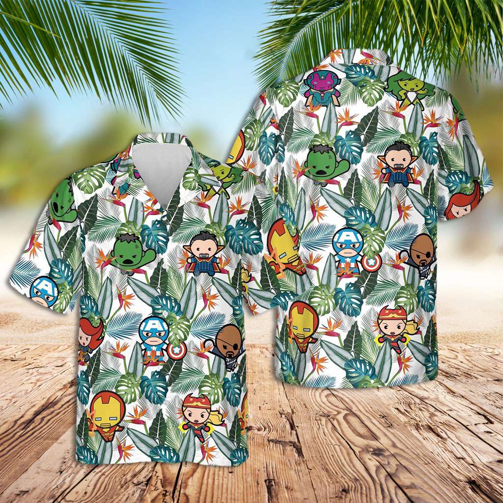 Marvel Hawaiian Shirt Cute Marvel And Palm Tree Hawaiian Shirt