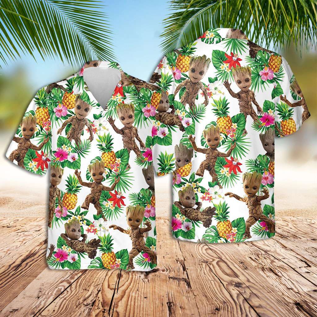 Marvel Hawaiian Shirt Groot With Pineapple Hawaiian Shirt