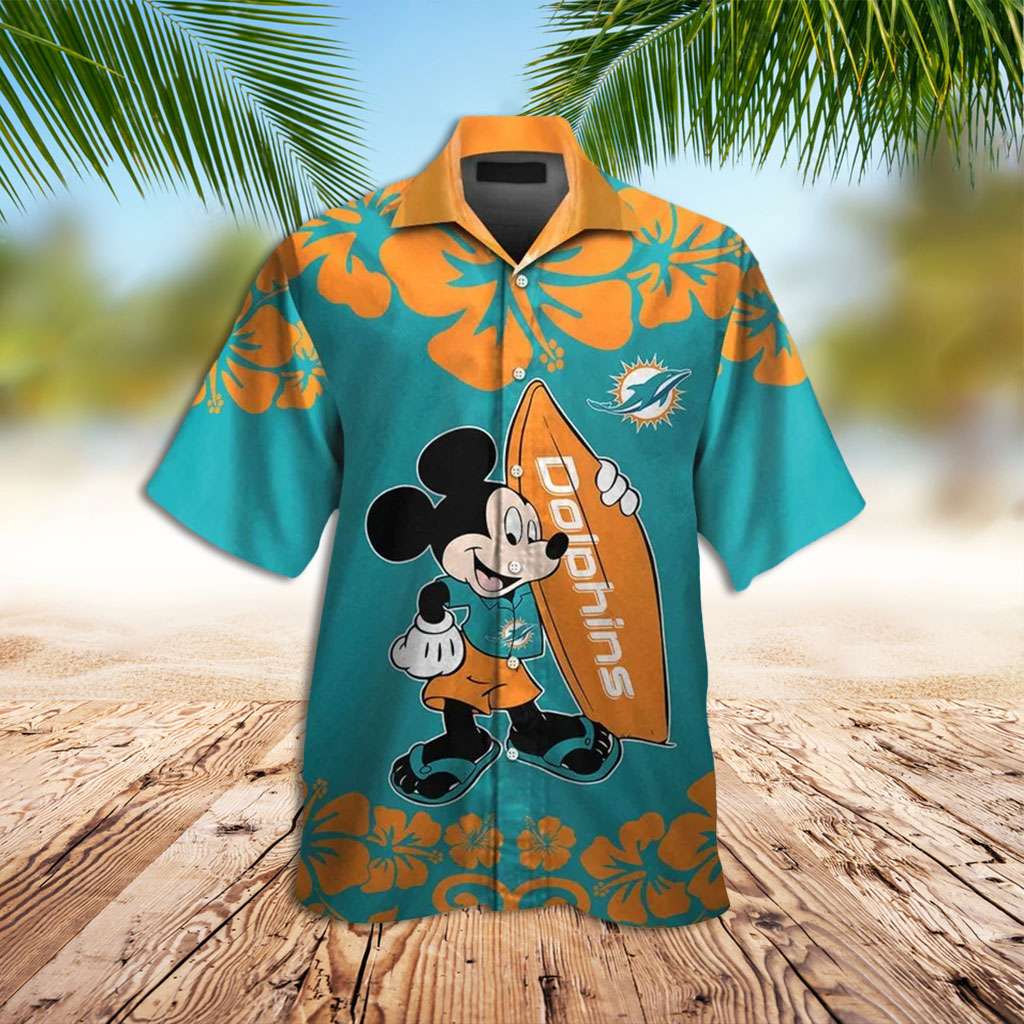 Miami Dolphins Hawaiian Shirt Dolphins Mickey Mouse Hawaiian Shirt