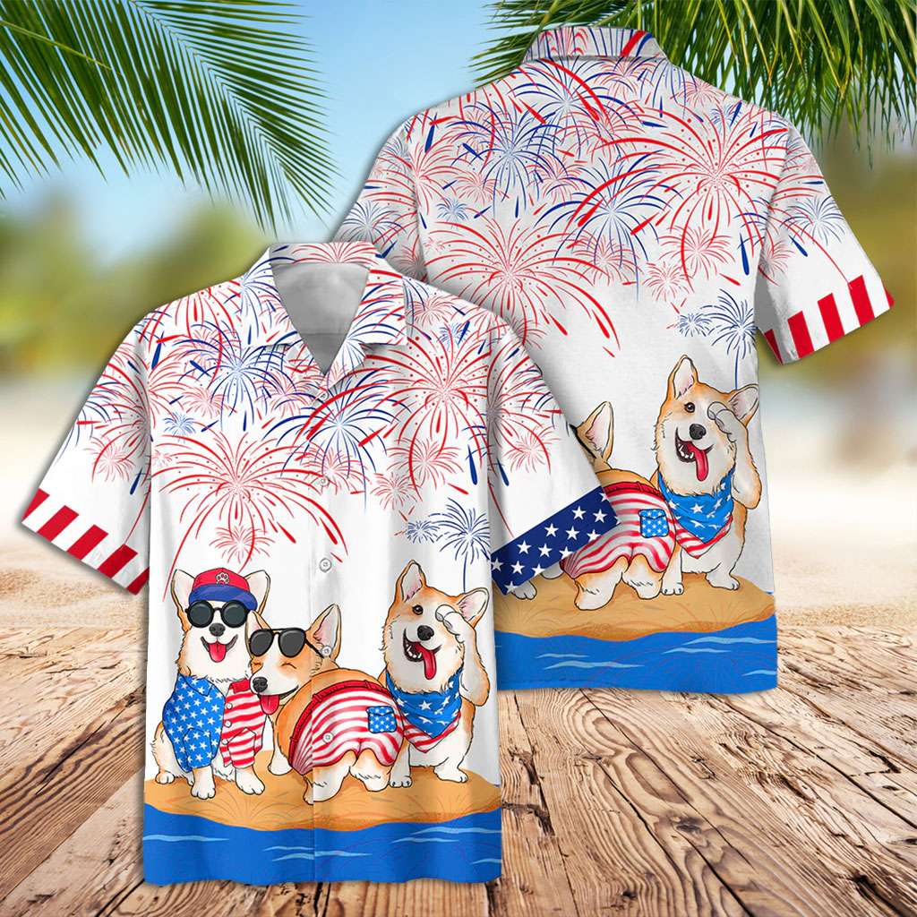 Patriotic Hawaiian Shirt America Corgi Independence Day Is Coming Hawaiian Shirt