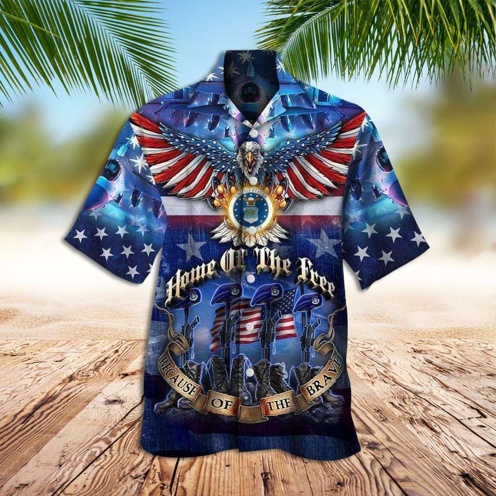 Patriotic Hawaiian Shirt Eagle Home Of The Free Hawaiian Shirt