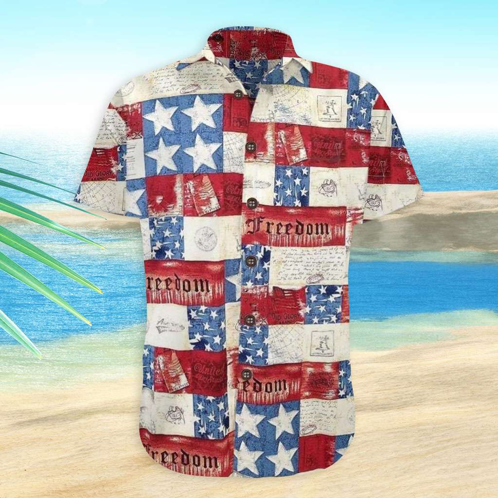 Patriotic Hawaiian Shirt Freedom American Flag Hawaiian Shirt