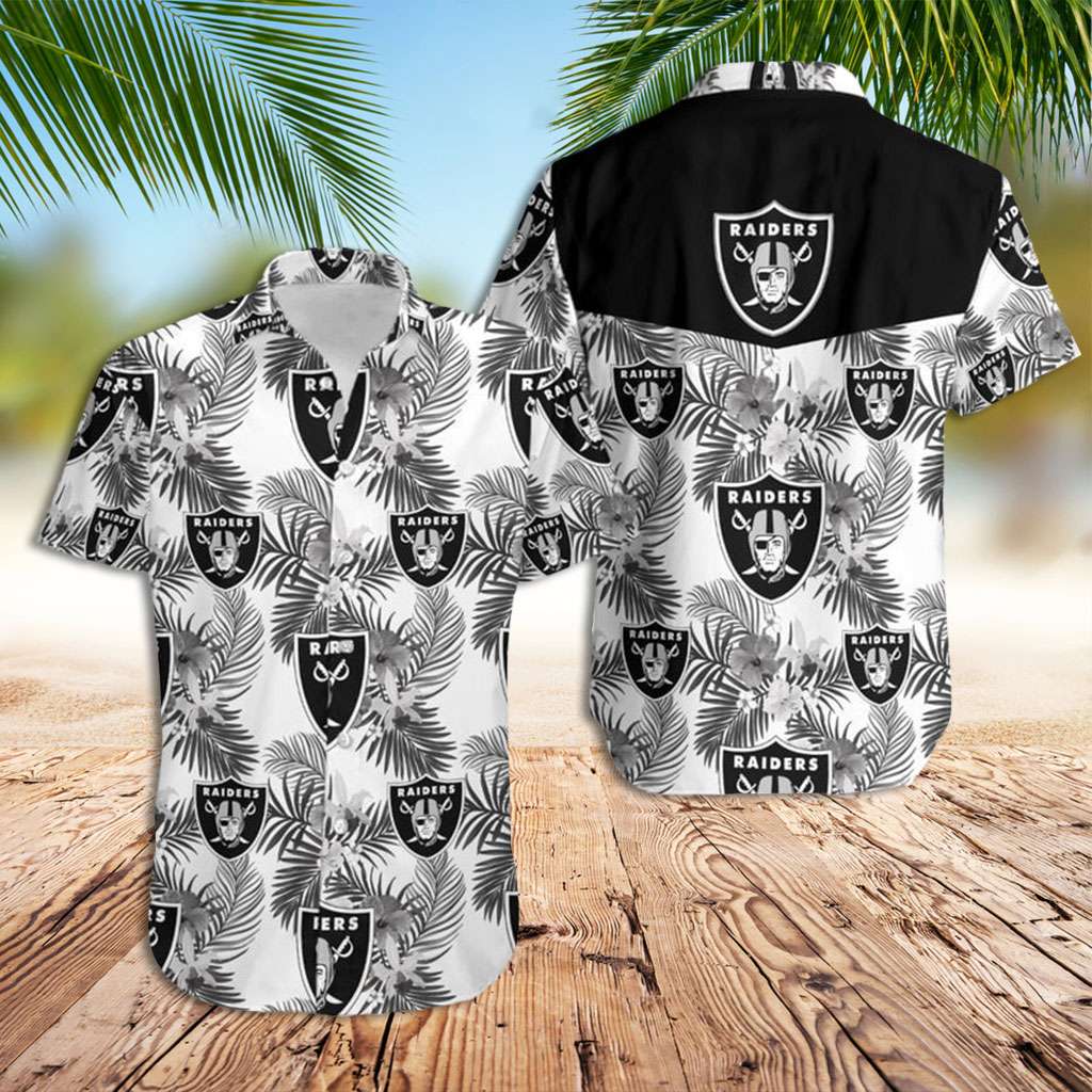 Raiders Hawaiian Shirt Raiders Tropical Leaves Hawaiian Shirt