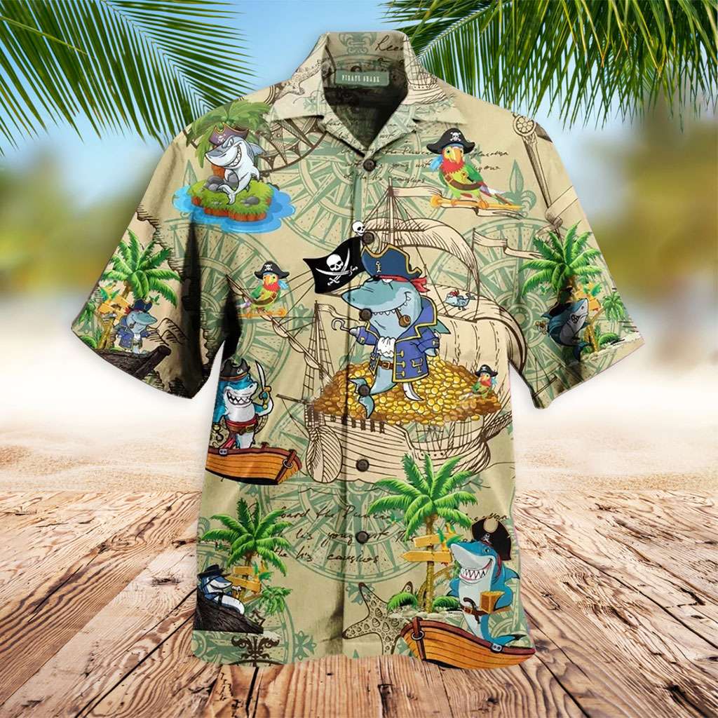 Tactical Hawaiian Shirt Amazing Pirate Shark Hawaiian Shirt